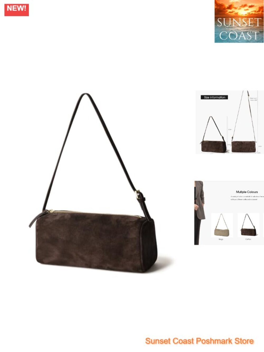 Premium Suede Leather Crossbody Barrel Bag Handmade Hobo Purse